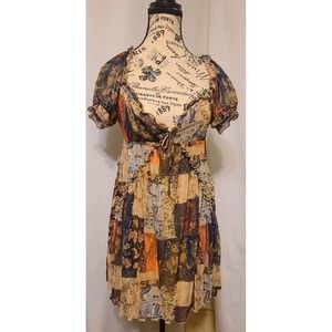 Urban Outfitters UO Sammy Sparkle Mini Dress Cats Multi Colored Patchwork SMALL